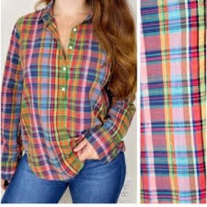J. Crew Popover Buttoned Plaid Shirt